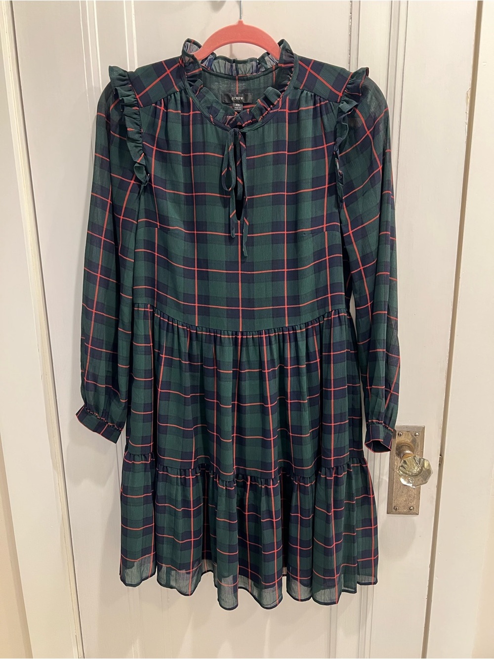 J.Crew Blackwatch Plaid Ruffle Tiered Dress